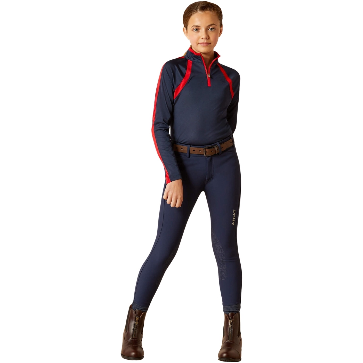 2025 Ariat Junior Sunstopper 3 . 0 Lange Ärmel Baselayer 10048922 - Navy / Red